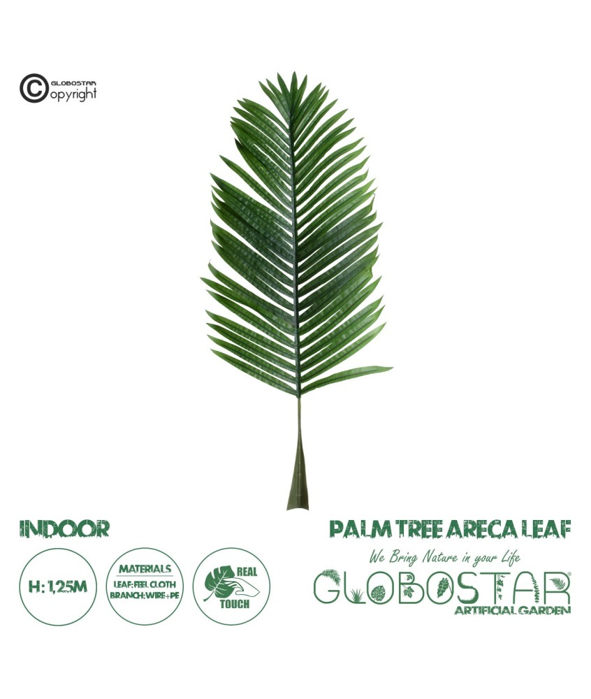 GloboStar® Artificial Garden ARECA PALM LEAF 20176 - Τεχνητό Διακοσμητικό Φύλο Φοινικόδεντρου Αρέκα Π45 x Υ125cm